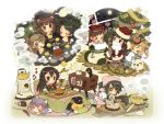  6+girls abukuma_(kantai_collection) antennae black_hair blonde_hair broom brown_hair chikuma_(kantai_collection) christmas_tree eyepatch failure_penguin grey_eyes head_scarf heater kagami_mochi kantai_collection kettle kiso_(kantai_collection) kitakami_(kantai_collection) kotatsu kumano_(kantai_collection) long_hair macaque mikuma_(kantai_collection) miss_cloud morino_(t_morino) multiple_girls naka_(kantai_collection) ooi_(kantai_collection) pot rolling_pin short_hair socks table tama_(kantai_collection) television torpedo twintails 