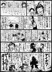  cannon comic crossed_arms flag hiei_(kantai_collection) kantai_collection kongou_(kantai_collection) missile monochrome sakazaki_freddy uss_iowa_(bb-61) 