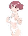  1girl bra brown_hair k-on! panties see-through shinama short_hair short_twintails suzuki_jun twintails underwear wet wet_clothes 