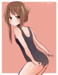  1girl akky_(akimi1127) ass brown_eyes brown_hair highres inazuma_(kantai_collection) kantai_collection long_hair school_swimsuit swimsuit 