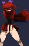  1girl bow cape ginji_(sakaki_summer) hair_bow looking_at_viewer red_eyes redhead sekibanki shirt skirt solo touhou 