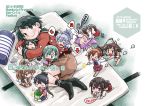  &gt;_&lt; 6+girls =_= ^_^ akagi_(kantai_collection) akigumo_(kantai_collection) all_fours aoba_(kantai_collection) bandaid black_hair bow brown_hair bucket chibi closed_eyes closed_mouth cover cover_page crossed_bandaids drooling drunk hair_between_eyes hair_bow houshou_(kantai_collection) i-401_(kantai_collection) jun&#039;you_(kantai_collection) kantai_collection kumano_(kantai_collection) kurogane_gin long_hair long_sleeves mikuma_(kantai_collection) mogami_(kantai_collection) multiple_girls open_mouth pleated_skirt pointing ponytail red_skirt school_swimsuit school_uniform serafuku short_hair skirt smile sparkle suzuya_(kantai_collection) swimsuit swimsuit_under_clothes tagme torn_clothes wavy_mouth |_| 