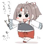  1girl chibi comic gaiko_kujin hachimaki headband kantai_collection muneate ponytail simple_background solo stick translation_request zuihou_(kantai_collection) 