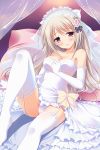  1girl bridal_veil bride elbow_gloves enamori_senri garter_belt gloves highres long_hair priministar solo thigh-highs underwear veil yagami-all_hail_nanao yellow_eyes 