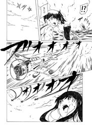  airplane akagi_(kantai_collection) bruise comic flight_deck hakama i-class_destroyer injury japanese_clothes kaga_(kantai_collection) kantai_collection long_hair monochrome muneate shinkaisei-kan shino_(ponjiyuusu) side_ponytail tasuki translation_request 