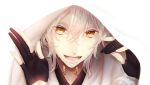  1boy black_gloves face gloves japanese_clothes looking_at_viewer male_focus nipponia_nippon open_mouth partly_fingerless_gloves solo touken_ranbu tsurumaru_kuninaga upper_body yellow_eyes 