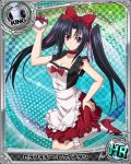  1girl black_hair character_name hand_on_hip heart-shaped_box high_school_dxd official_art serafall_leviathan smile solo torn_clothes trading_cards twintails 