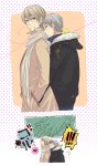  !! 2boys blonde_hair blush coat grey_eyes heart heart_of_string holding_hands male_focus multiple_boys prussia_(hetalia) red_eyes russia_(hetalia) scarf smile spoken_heart violet_eyes wagimocco yaoi 