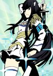  1girl black_hair dress epaulettes high_contrast junketsu kill_la_kill kiryuuin_satsuki long_hair nanaya_(daaijianglin) solo sword weapon 