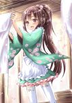  apron artist_request brown_hair japanese_clothes kimono long_hair oshiro_project ponytail very_long_hair yoita_(oshiro_project) 