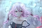  1girl bare_shoulders guilty_crown hair_ornament hairclip long_hair looking_at_viewer open_mouth pink_hair red_eyes solo strap_slip twintails underwater yuzuriha_inori 