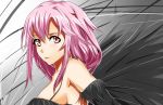  1girl bare_shoulders breasts guilty_crown hair_ornament hairclip highres long_hair looking_at_viewer open_mouth pink_hair red_eyes solo twintails yuzuriha_inori 