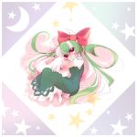  blush ex-keine ex_keine green_hair horns kamishirasawa_keine long_hair pout red_eyes tail tail_hug tears touhou usoneko 