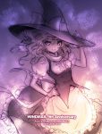  an2a hand_on_hip hat hat_tip kirisame_marisa monochrome smile solo touhou witch_hat 