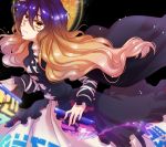  cape dress fuyu_kitsune gothic_lolita gradient_hair hijiri_byakuren lolita_fashion long_hair multicolored_hair scroll short_hair touhou yellow_eyes 