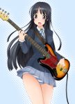  akiyama_mio bass_guitar black_hair instrument k-on! long_hair open_mouth panties pantyshot school_uniform solo striped striped_panties underwear very_long_hair yokaze_japan 