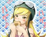  bakemonogatari blonde_hair blush_stickers doughnut eating fang goggles helmet monogatari_(series) oshino_shinobu strap_slip yellow_eyes 