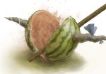 bad_id bokken death food fruit horns ibuki_suika ibuki_suika_(watermelon) pun suikawari sword touhou wamtail watermelon what 