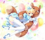  bear blonde_hair blue_eyes bulge crossdressing crossdressinging frills garters hat lolita_fashion male mini_top_hat narumi_(blue_monday) original panties pantyshot short_hair shota solo striped striped_panties thigh-highs thighhighs top_hat trap underwear upskirt 