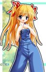  blue_eyes denim kanon long_hair naked_overalls orange_hair overalls sawatari_makoto taiga_joe twintails 
