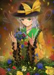  flower green_eyes hat heart heart_of_string komeiji_koishi petals rose sai-go short_hair silver_hair touhou vines 
