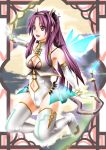  brown_eyes cleavage elbow_gloves fang gloves horns long_hair purple_hair tail uron-rei white_gloves wings 