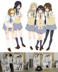  akiyama_mio black_hair blonde_hair blue_eyes brown_eyes brown_hair closed_eyes eyebrows hair_ornament hairband hairclip highres hirasawa_yui k-on! kotobuki_tsumugi legs long_hair multiple_girls nakano_azusa pantyhose school_uniform short_hair tainaka_ritsu takanashi_ringo twintails 