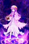  bad_id book crescent hat hexagram highres ice_9_kingdom long_hair magic_circle patchouli_knowledge purple_eyes purple_hair solo touhou violet_eyes 