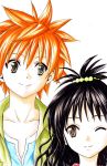  brother_and_sister lowres orange_hair sakurami_azuki siblings smile to_love-ru toloveru wink yuuki_mikan yuuki_rito 