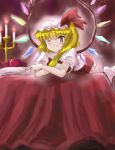  candle fang flandre_scarlet flx hat ponytail red_eyes side_ponytail touhou vampire wings wink 