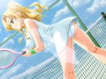  blonde_hair game_cg panties tennis tennis_racket wristband 