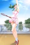  game_cg green_hair sinnin_eigo_kyou tennis tennis_racket upskirt 