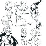  alternate_costume animal_ears arms_up ass ass_shake back backless breasts bunnysuit cat_ears cat_tail cerebella_(skullgirls) cleavage collage detached_sleeves filia_(skullgirls) from_behind handstand kicking large_breasts long_hair monochrome ms._fortune_(skullgirls) necktie playboy_bunny_leotard school_uniform skullgirls squigly_(skullgirls) stitched_mouth tail tsukudani_(coke-buta) under_boob upside-down valentine_(skullgirls) 