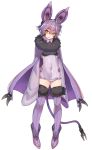  cape covered_navel katagiri_hachigou lavender_hair noibat personification pokemon thigh-highs yellow_eyes 