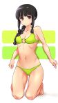  1girl bikini black_hair braid brown_hair highres kantai_collection kitakami_(kantai_collection) long_hair swimsuit tuto_(nonokuro-psyche-delic) 