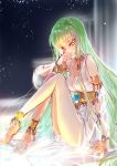  breasts c.c. cleavage code_geass creayus dress green_hair jewelry long_hair looking_at_viewer sitting yellow_eyes 