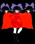  1girl bow cape disembodied_head hair_bow nude sekibanki short_hair silhouette smile solo touhou yt_(wai-tei) 