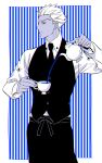  1boy archer cup dark_skin fate/stay_night fate_(series) sirou69 solo tea teacup teapot vest waistcoat waiter 