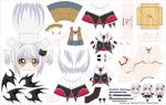  1girl absurdres artist_name bikini character_name chibi demon_wings el_joey hair_ornament high_school_dxd highres paper_cut-out papercraft solo swimsuit toujou_koneko watermark web_address white_bikini white_hair white_swimsuit wings yellow_eyes 