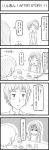  4koma akiyama_mio blush comic eating esuyuki highres hirasawa_ui k-on! kyon long_hair ponytail short_hair suzumiya_haruhi_no_yuuutsu translation_request 