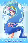  blue_eyes blue_hair cure_mermaid dress go!_princess_precure kaidou_minami long_hair magical_girl ponytail smile 
