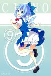  (9) 1girl ankle_socks artist_name bloomers blue_dress blue_eyes blue_hair bow character_name cirno dress dress_lift from_behind hair_bow ice ice_wings looking_at_viewer looking_back mary_janes okono one_leg_raised puffy_short_sleeves puffy_sleeves shoes short_hair short_sleeves touhou underwear wings 