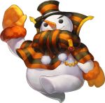  alternate_costume artist_request black_eyes carrot chaos_heroes_online full_body hat mittens no_humans official_art running simple_background smile snowman solo stonecold_(chaos_online) top_hat transparent_background winter 