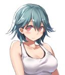  1girl bare_shoulders blush breasts chemise cleavage collarbone grey_hair kantai_collection large_breasts looking_at_viewer red_eyes solo takao_(kantai_collection) upper_body zenn 