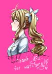  1girl brown_hair character_request flower from_side hair_flower hair_ornament long_hair pas_(paxiti) ponytail solo thank_you violet_eyes 