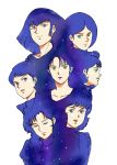  big_hair breasts character_request closed_mouth emma_sheen fa_yuiry green_eyes gundam haman_karn lipstick long_hair looking_at_viewer makeup medium_hair mobile_suit_gundam multiple_girls oldschool rx92 short_hair simple_background smile violet_eyes white_background zeta_gundam 