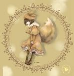  1girl boots brown_boots brown_clothes brown_eyes brown_hair eevee fur_collar fur_trim hat highres mio personification pokemon pokemon_(game) shadow short_hair tail 