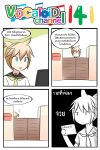  1boy 4koma blonde_hair blue_eyes catstudioinc_(punepuni) comic commentary_request computer_screen flying_sweatdrops gate highres kagamine_len left-to-right_manga letter mailbox necktie ponytail sailor_collar solo thai translation_request vocaloid 
