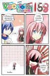  /\/\/\ 1boy 1girl 4koma bangs blue_eyes blue_hair catstudioinc_(punepuni) comic commentary_request emphasis_lines highres kaito left-to-right_manga long_hair megurine_luka midriff pink_hair pointing scarf shaded_face thai translation_request vocaloid 