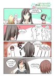  &gt;_&lt; /\/\/\ 4koma anger_vein azuki_azusa black_hair blonde_hair catstudioinc_(punepuni) comic copyright_name hentai_ouji_to_warawanai_neko. highres jitome long_ponytail maid_cafe one_side_up shaded_face thai translation_request tray tsutsukakushi_tsukiko tsutsukakushi_tsukushi yokodera_youto |_| 